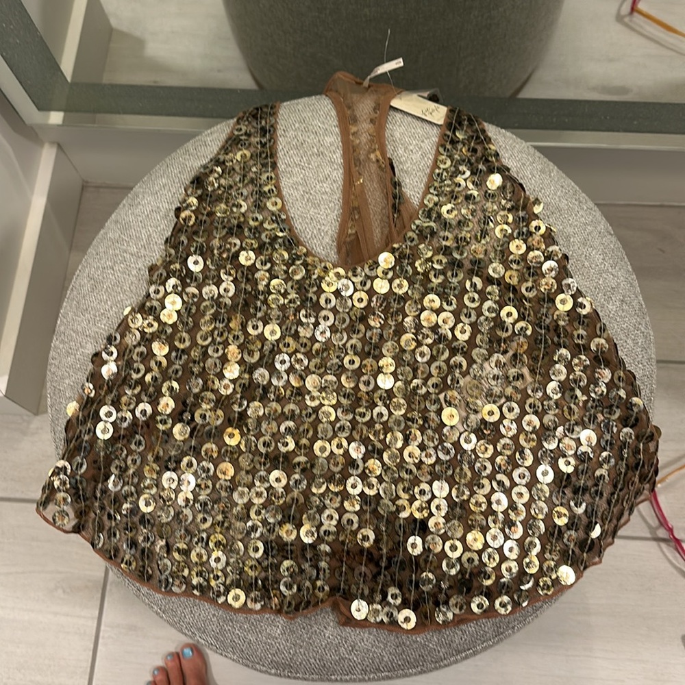 FP Movement by Free People Gold Sequin Tank Top - Picture 3 of 3